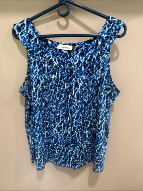 Calvin Klein Blue and White Patterned Tank Top 1X